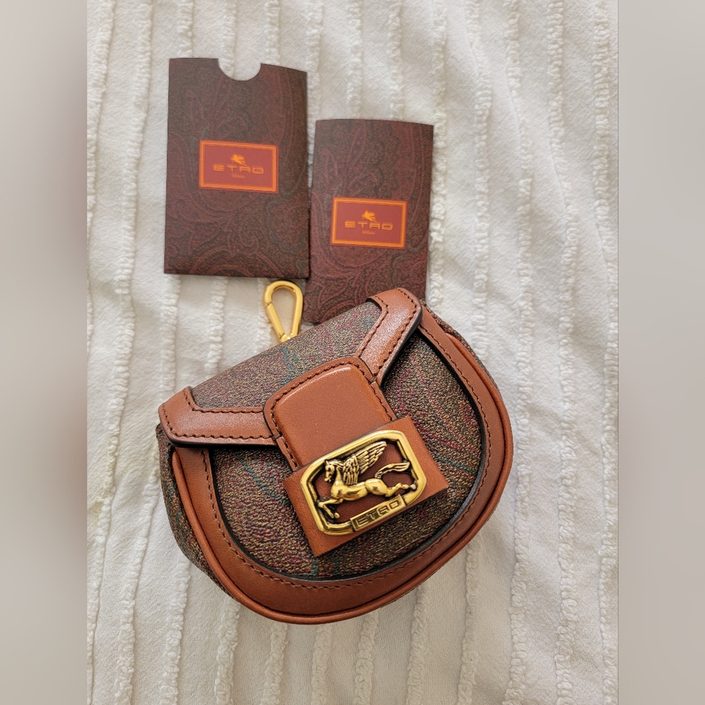 Etro Pegaso Leather Coin Purse